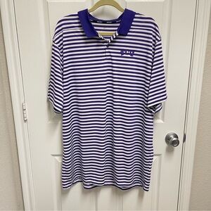 Nike Golf Men’s TCU Striped Purple and White Polo. Sz XXL